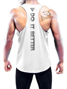 Men's Dry Fit Y-Back Muscle Workout Tank Tops Gym Muscle Tee Athletic Trainin... - Picture 1 of 7