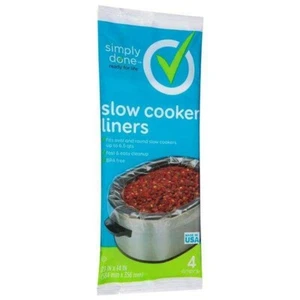 Simply Done Slow Cooker Liners 4 Count Pack Fits Oval & Round Crockpot 6.5 qts - Picture 1 of 1