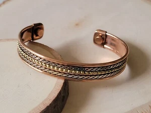 2 Pack Copper Magnetic Bracelet Arthritis Pain Therapy Energy Cuff Bangle - Picture 1 of 37