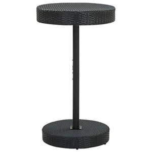 Tidyard Garden Table Round Patio Side Table Black Poly Rattan Coffee Table W6O0 - Picture 1 of 5