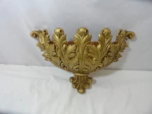 Vintage Mid Century Large Gold  Syroco Wall Pocket Planter Leaves - Picture 1 of 7