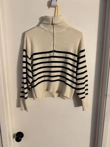 Women "Marissa Webb" ivory/black partial zip up turtlenect sweater. Size XS - Picture 1 of 2
