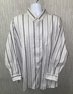 Vtg Jordache Mens Gray Striped USA Made Long Sleeve Shirt Size 2X - Picture 1 of 6