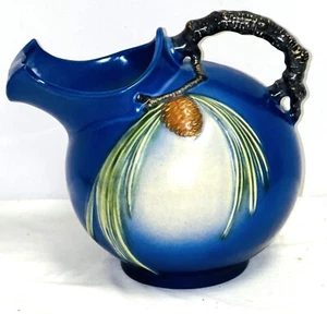Roseville BLUE PINECONE 6 1/2" BALL PITCHER **RARE** BEAUTIFUL ** - Picture 1 of 4