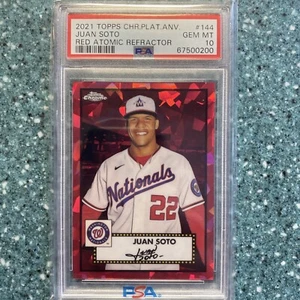 Juan Soto 2021 Topps Platinum Anniversary Red Atomic Refractor 99/100 PSA 10 - Bild 1 von 6