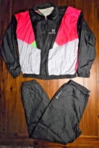 Vintage Sergio Tacchini Track Suit Mens Size 46 - 35x31 Black Pink - Picture 1 of 13