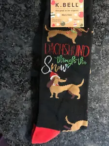 Men's Christmas Dachshund Socks NEW  Red Doxie Weiner Dog ADORABLE! - Picture 1 of 2