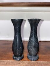 Pair Of Miniature Marble Gray Posey Bud Vase 4.5 inches