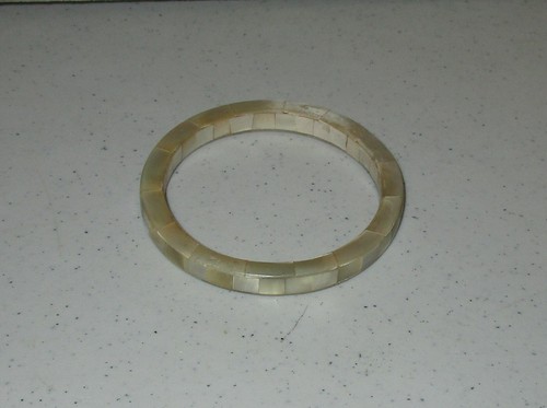 OFF WHITE Bracciale conchiglia in mosaico intarsiato piastrelle bianco sporco beige 7 5"