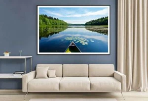 Canoeing Calm Waters Lake Print Premium Poster High Quality choose sizes - Picture 1 of 3
