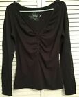WOMEN'S TO THE MAX BLACK LONG SLEEVE TOP, V-NECK, SIZE LARGE
