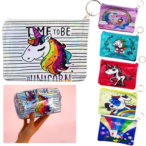 Holographic Unicorn Zippered Pouch Coin Purse Wallet Keychain Gift for Girls - Picture 1 of 1