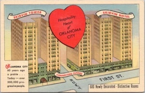 Postal vintage 1949 Oklahoma City OKC "THE SKIRVIN HOTELS" lino Curteich - Imagen 1 de 2