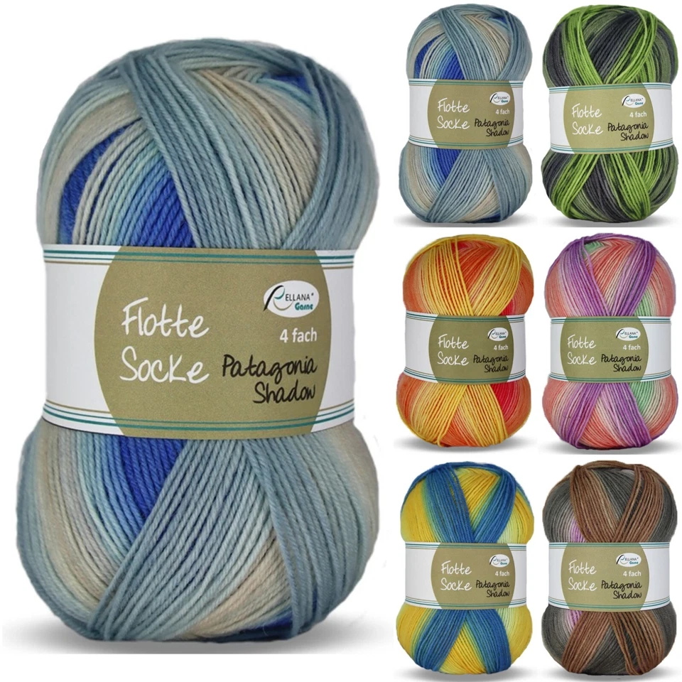 100g Rellana Flotte Socke Patagonia Shadow 4-fach Sockenwolle Garn (89,50€/kg)