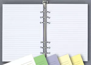 More details for a5 white &amp; colored notepaper organiser refill lined &amp; blank notes | fits filofax