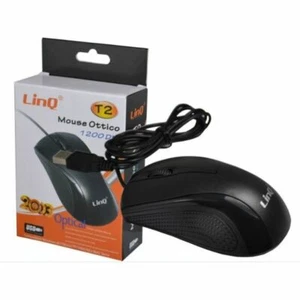 MOUSE OTTICO USB T2 USB NERO con CAVO 1200 DPI GAMING di PRECISIONE PC NOTEBOOK - Picture 1 of 1