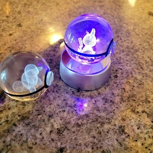 Pokemon Crystal With Base Laser Engraved Holographic Crystal Squirtle Mimikyu  - Picture 1 of 6