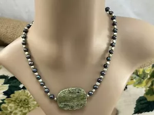COLLANA PERLINE VINTAGE DIASPRO viola e verde pietra semipreziosa - Foto 1 di 14