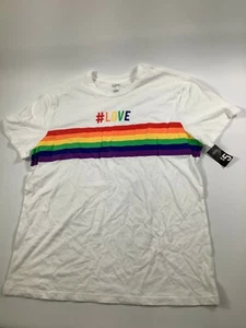 Mens City Streets White Rainbow Love Graphic Short Sleeve T-Shirt XL NEW! NWT - Picture 1 of 5