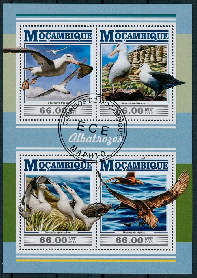 Mozambique 2015 CTO aves en estampillas albatros albatros 4v M/S Foto 1 de 1