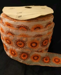 Vintage Floral 1960 1970s Embroidery Lace / Ribbon Large Spool ~ NOS - Picture 1 of 11