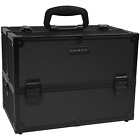 SHANY Essential Pro Makeup Train Case with Shoulder Strap and Locks - Black on B