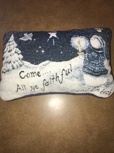 Almohada tapiz Sandi Gore Evans Come All Ye fiel muñeco de nieve Navidad 8 x 11" - Imagen 1 de 5