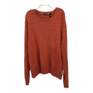 Suéter tejido con cable Saddlebred para hombre XXL naranja quemado pulóver algodón cuello redondo - Imagen 1 de 7