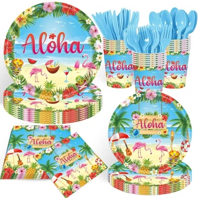 140pcs Luau Party Supplies Party Tableware for Aloha Hawaiian Party Decoratio... - Image 1 of 4