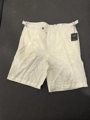 Shorts masculinos de linho Club Room marfim tamanho 34 - Imagem 1 de 3