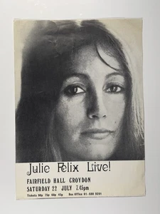 Julie Felix Flyer Original Fairfield Hall Croydon EMI Promo 1965 - Picture 1 of 12