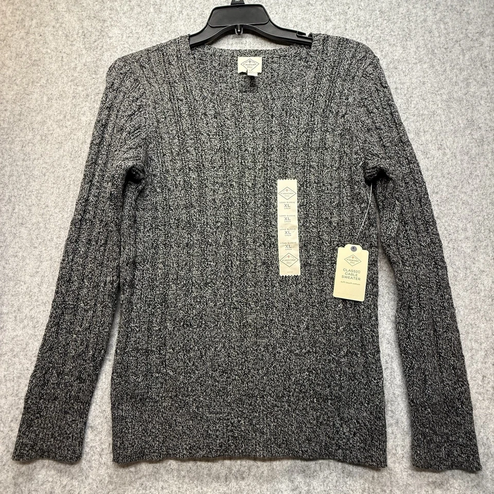 Nuevo con etiquetas Suéter St. John's Bay Para Mujer Clásico Tejido con Cable Gris Negro Marl Talla XL Foto 1 de 4