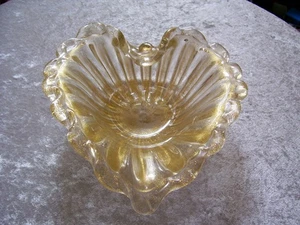 Vintage Murano Glas Herz Schale Ercole Barovier & Toso Cordonato D' Oro 9x9x3 - Bild 1 von 8