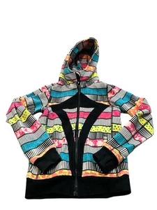 Ivivva Hoodie Girls 8 Multicolor Printed Fleece Pockets Long Sleeve Full Zip - Picture 1 of 6