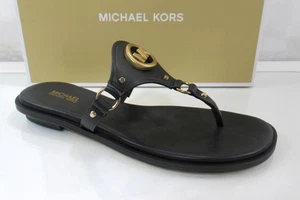 Michael Kors Conway Thong Sandal T-Strap Flip Flop MK Logo Black Size 7 - Picture 1 of 6