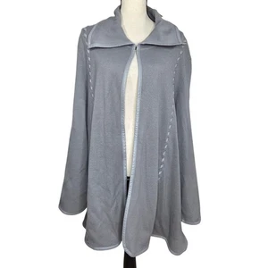 Patricia Nash Open Front Cape Vintage Group L/S Gray Whipstitch Trim Knit NWT - Picture 1 of 9