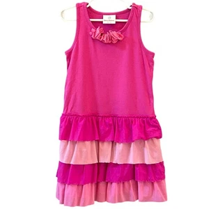 Hanna Andersson Girls Pink Purple Tiered Floral Party Dress Size 120 Sleeveless - Picture 1 of 6