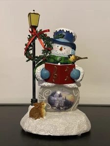 Bradford Exchange Thomas Kinkade Un Feliz Navidad Deseo Nieve Maravilloso Muñeco de Nieve - Imagen 1 de 11