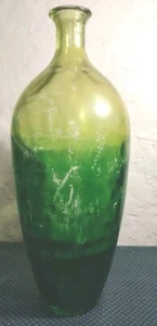 Vintage Hand Blown Glass Vase Jug Green 15.75" Tall Made In Spain - Picture 1 of 6
