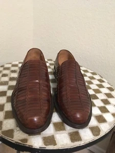 BROWN DISTRESSED GIORGIOS PALM BEACH LEATHER WEAVE CASUAL DRIVING SHOES 10.5 M - Picture 1 of 10