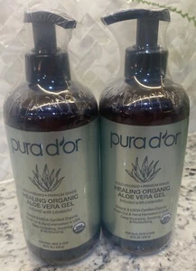 (Paquete de 2) PURA D'OR Dor - Gel orgánico de ALOE VERA - Lavanda - Prensa en frío de 16 oz - Imagen 1 de 4