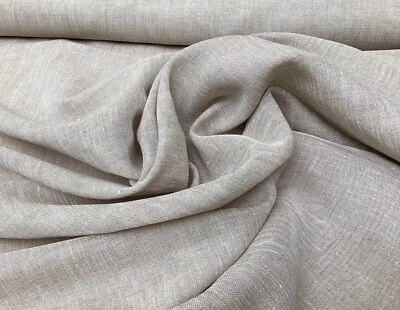 Natural Clarke & Clarke, Sheer Linen mix, W300cm, £20 Per Metre - Image 1 of 2