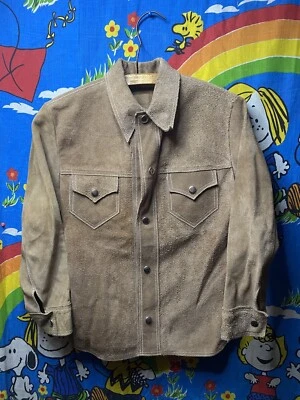 Vintage Boys Tan Suede Snap Button Jacket Western Farm Cosplay Prop A - Image 1 of 4