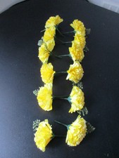 12 X Artificial Lemon Yellow Carnation Buttonholes Greenery Wedding Dinner Party