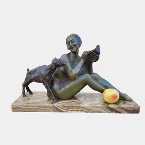 Godard, Femme Et Agneau, Bronze Art Déco, XXème Siècle - Imagen 1 de 14