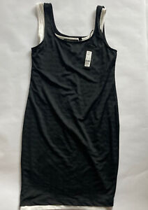 New York & Company Dress Gabrielle Union XL 2 Layered Jersey Carryon Black White