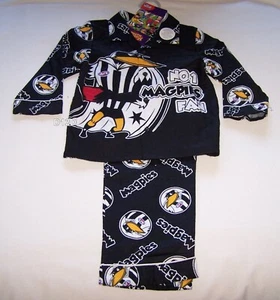 Collingwood Magpies AFL Boys Mascot Black Printed Flannel Pyjama Set Size 3 New - Picture 1 of 1