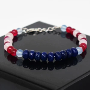 62 Cts Earth Mined 7" Long Rose Quartz, Ruby & Sapphire Beads Bracelet JK-56E341 - Picture 1 of 3