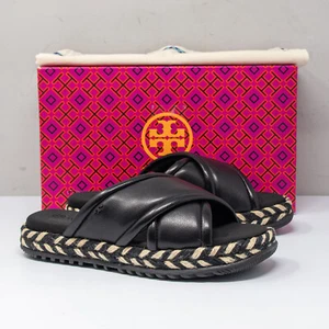 Tory Burch Cross Espadrille Slide Sandals, Size 6 - Picture 1 of 8