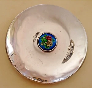 PLACA CENTRO DE MESA 157 GR. PLATA ESTERLINA CON ESMALTE CUADRO RAMO DE ROSAS - Imagen 1 de 4